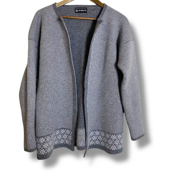 Laurence Odie Knitwear Geelong Lambswool Cardigan Gray Made in Scotland Medium - Picture 1 of 10